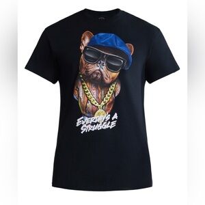 Humor Rapper Bulldog Cotton Graphic Tee with Short Sleeves